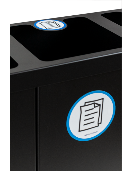 Papelera metálica negra de reciclaje 3 residuos. Capacidad 132 litros (Amarillo / Azul / Marrón) Papelera metálica negra de reciclaje 3 residuos. Capacidad 132 litros (Amarillo / Azul / Marrón)