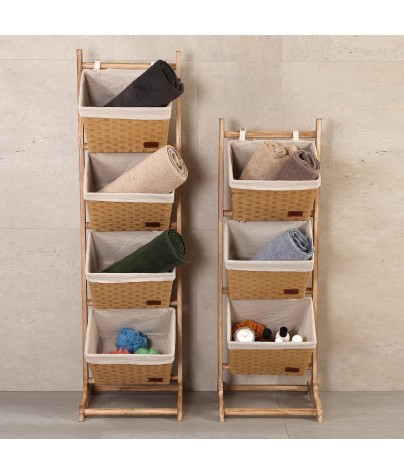 Mueble de baño con 4 cestas, modelo “Cesta” (Marrón)