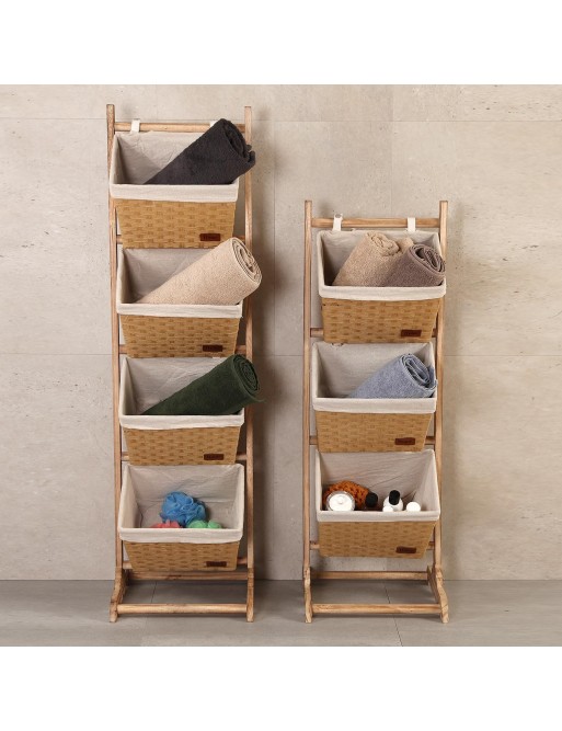 Meuble de salle de bain avec 4 paniers, modèle “Cesta” (Brun)