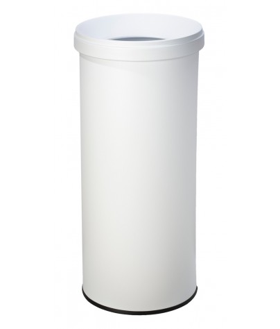 Wastepaper basket with protective ring and lid. 35 Liters. White