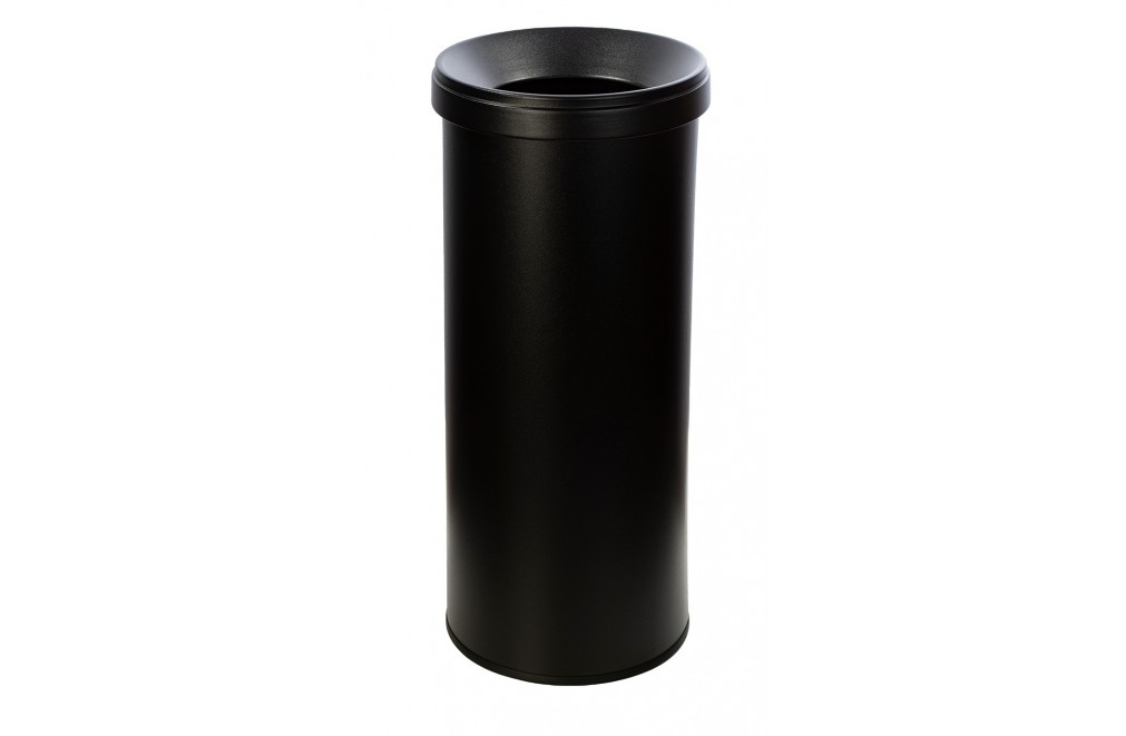 Wastepaper basket with protective ring and lid. 35 Liters. Black