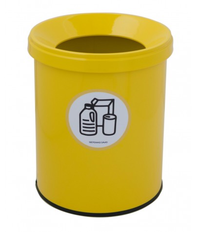 Wastepaper basket with protective ring on base. 15 Liters. Model yellow