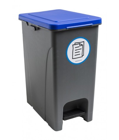 Garbage container with pedal 30 Liters (adhesive). Blue Lid