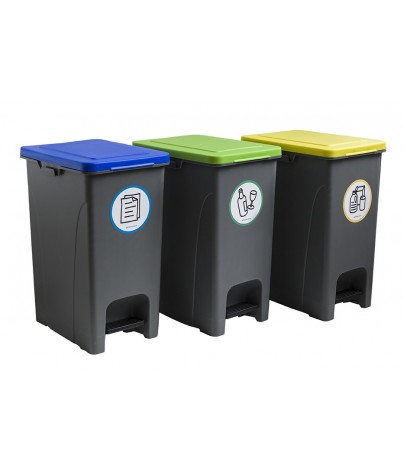 Garbage container with pedal 30 Liters (adhesive). Green Lid