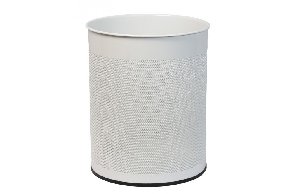 Wastepaper basket 15 Liters. Perforated metal wastebasket (white)