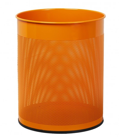 Wastepaper basket 15 Liters. Perforated metal wastebasket (orange)
