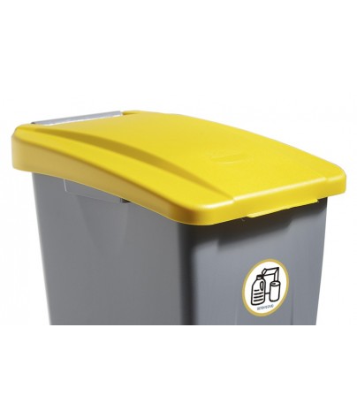 Container with pedal (60 Liters) (Recycling adhesive). Lid in yellow