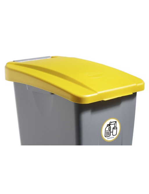 Container with pedal (60 Liters) (Recycling adhesive). Lid in yellow