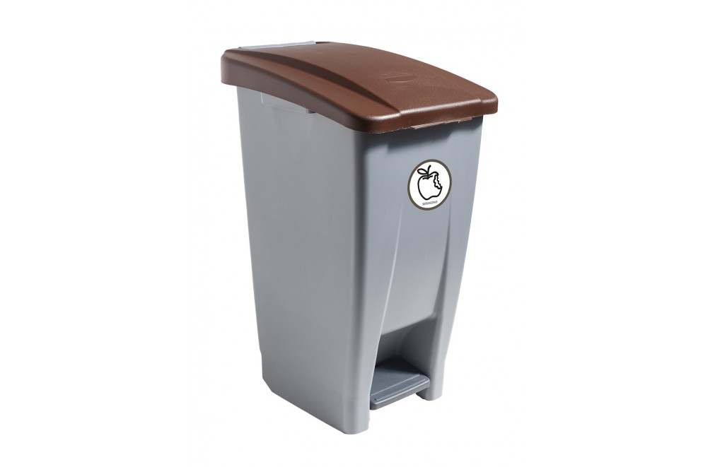 Container with pedal (60 Liters) (Recycling adhesive). Lid in brown