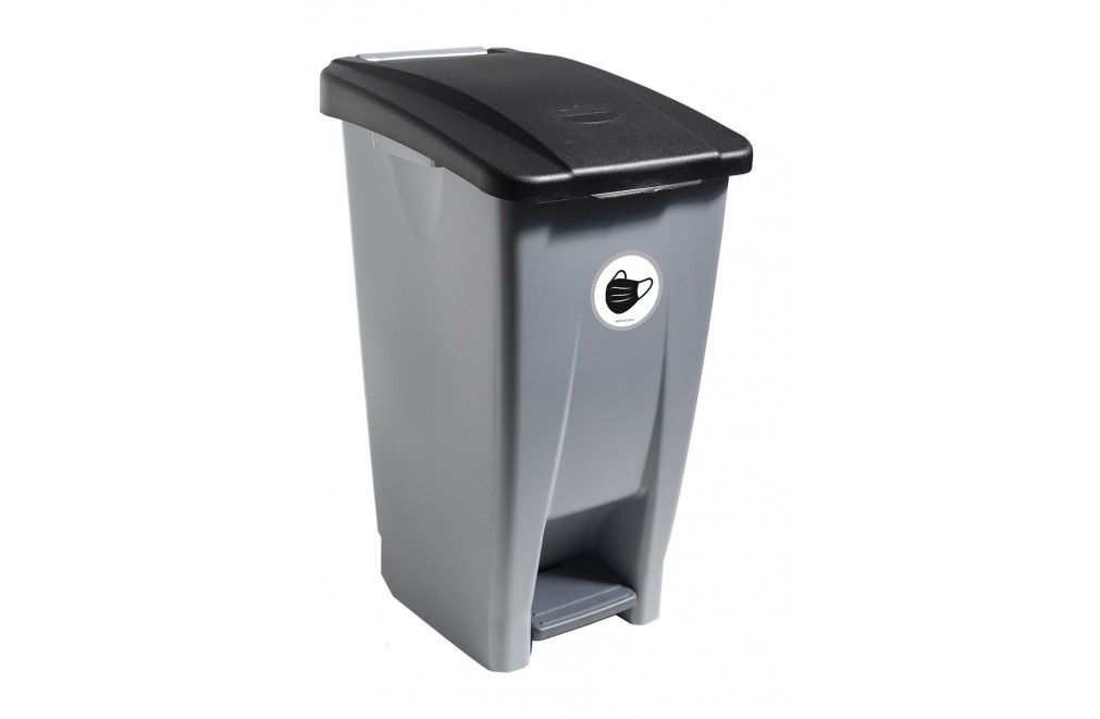 Container with pedal (60 Liters) (Recycling adhesive). Lid in black