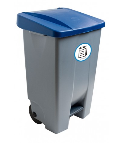Container with pedal (80 Liters) (Recycling adhesive). Lid in blue