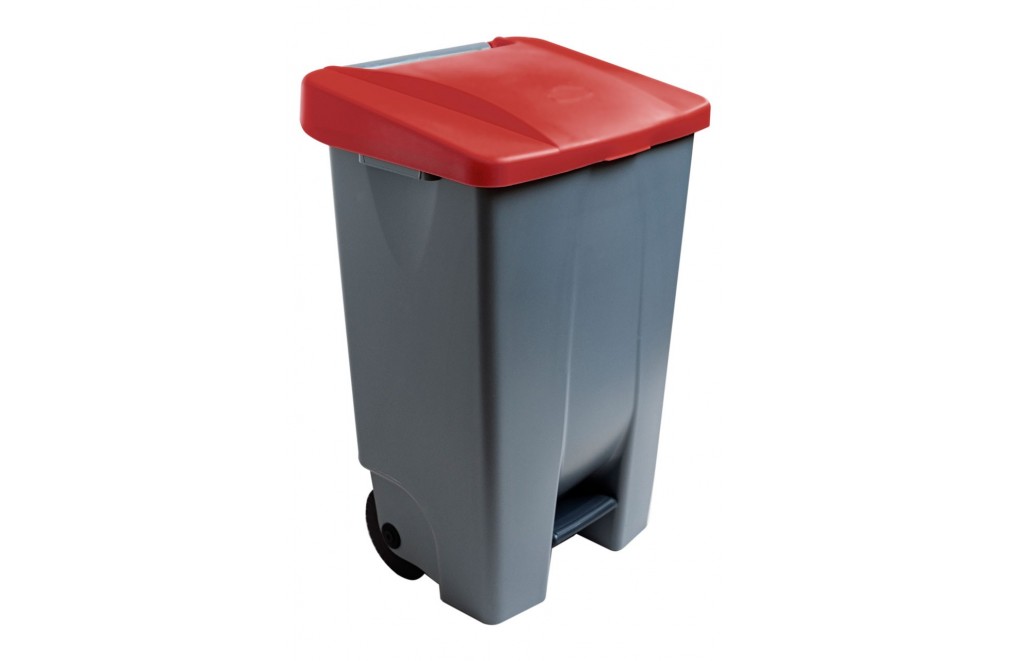 Container with pedal (120 Liters). Lid in red