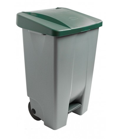 Container with pedal (120 Liters). Lid in green