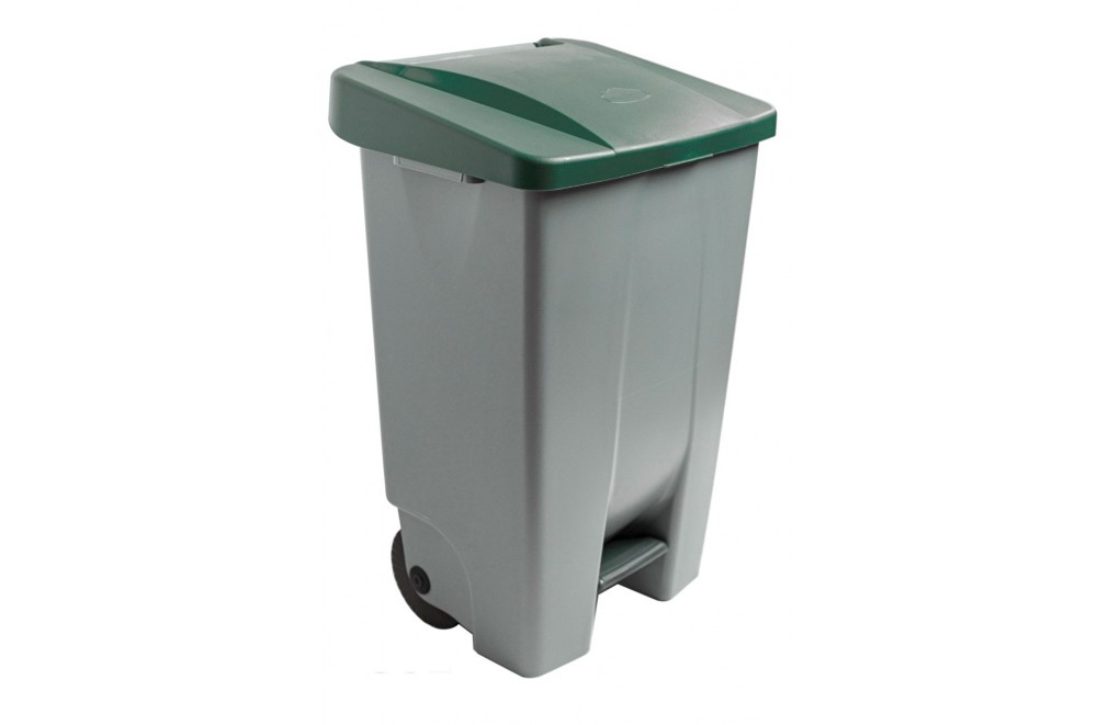 Container with pedal (120 Liters). Lid in green