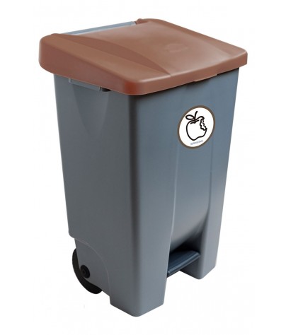 Container with pedal (120 Liters) (Recycling adhesive). Lid in brown