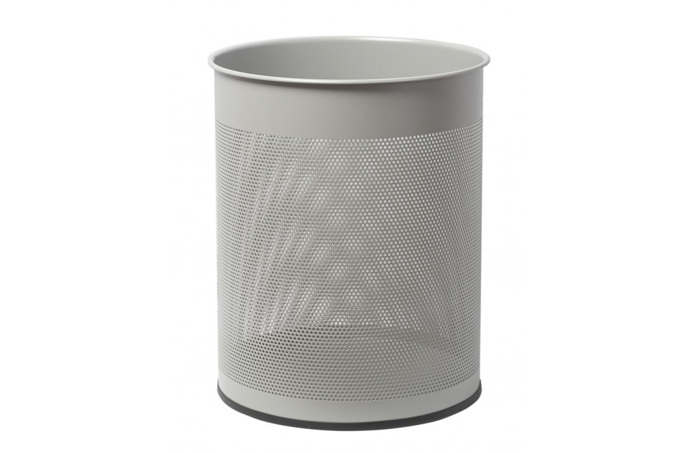 Wastepaper basket 15 Liters. Perforated metal wastebasket (Silver)