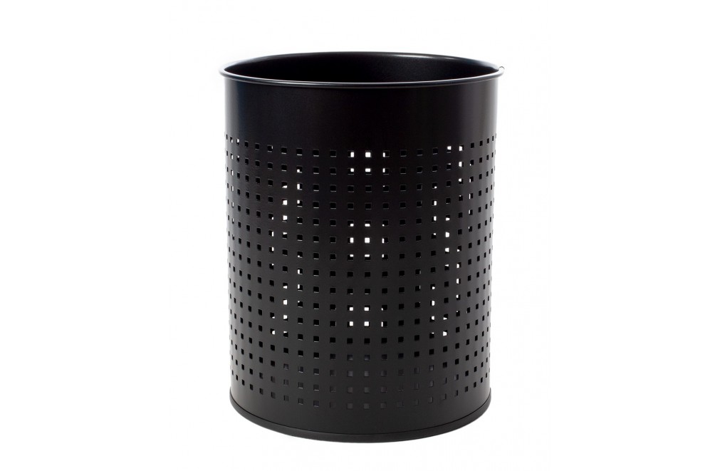 Perforated metal wastebasket (black color)
