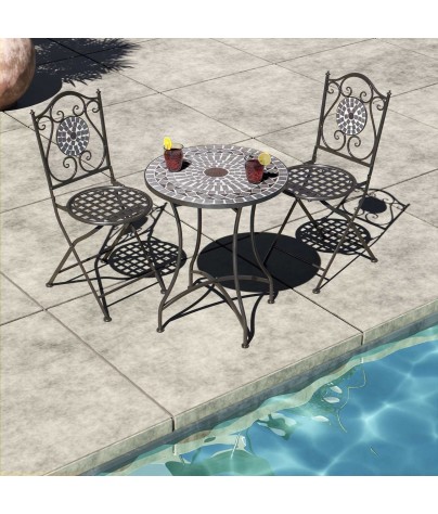 Set aus Tisch und 2 Gartenstühlen, mediterranes 1 Modell