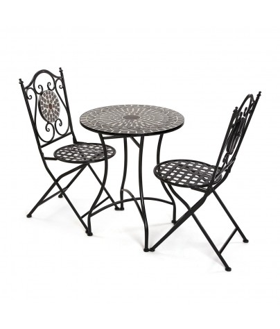 Set aus Tisch und 2 Gartenstühlen, mediterranes 1 Modell