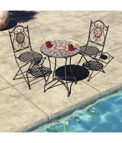 Juego de mesa y 2 sillas de jardín, modelo Mediterráneo 2