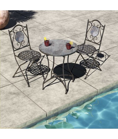 Set aus Tisch und 2 Gartenstühlen, mediterranes 3 Modell
