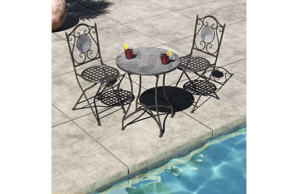 Ensemble table et 2 chaises de jardin, modèle méditerranéen 3