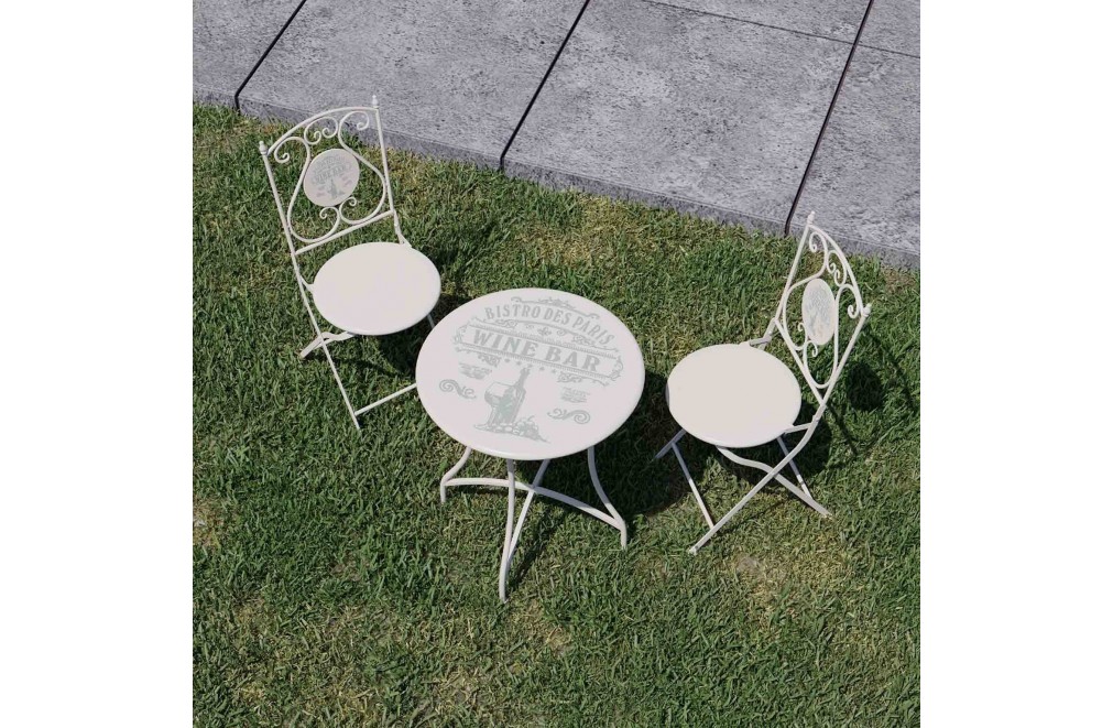 Juego de mesa y 2 sillas de jardín, modelo Paris
