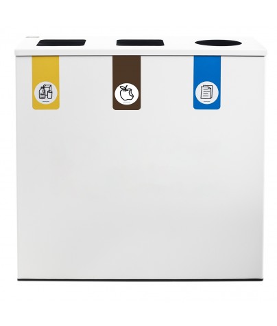 Papelera de reciclaje para 3 residuos (Amarillo / Marrón / Azul)