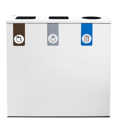 Recycling bin for 3 types of waste (Brown / Gray / Blue)
