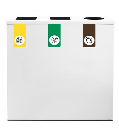 Poubelle de recyclage pour 3 déchets (Jaune / Vert / Marron)