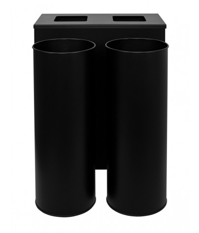Papelera metálica de reciclaje negra 2 residuos  (Amarillo / Marrón)