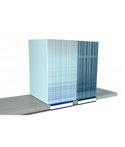 Porte-étiquette métallique (3,5x20x16,5 cm). Couleur bleu