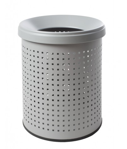 Perforated metal wastebasket with lid (Silver)