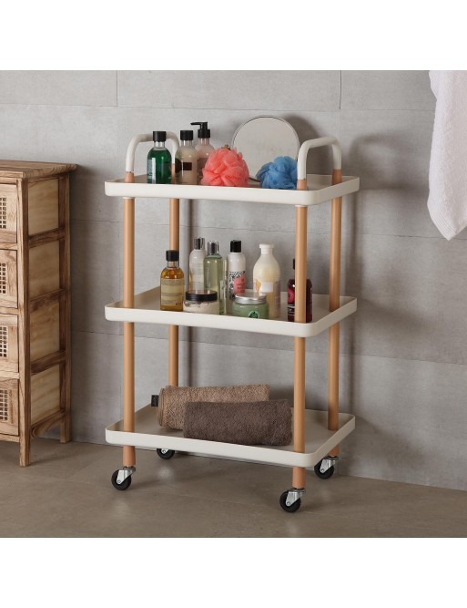 Cart with wheels and 3 shelves, model Praga. White color Cart with wheels and 3 shelves, model Praga. White color