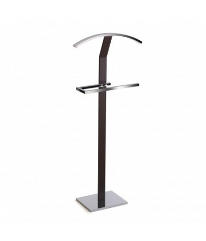 Coat stand or suit valet stand, chrome and brown steel model