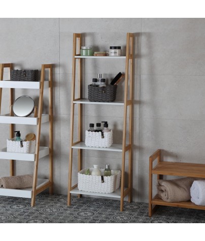 Bathroom shelf with wheels, 4 shelves. Model Kansas (White)