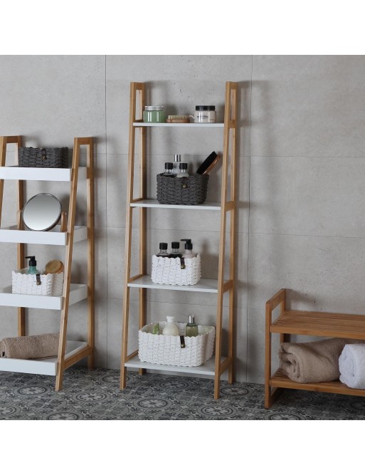 Badezimmerregal mit Räder, 4 Regalen. Modell Kansas (Weiß)