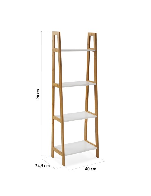 Étagère de salle de bain avec 4 étagères, modèle Kansas (blanc) Étagère de salle de bain avec 4 étagères, modèle Kansas (blanc)
