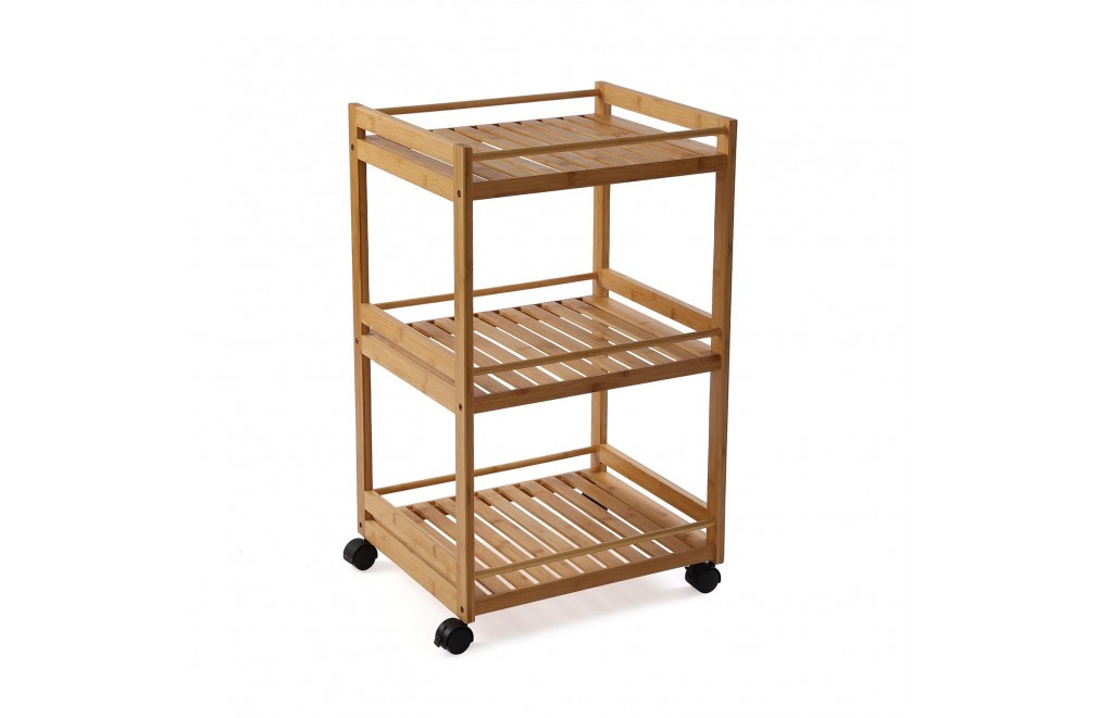Cart with basket and three shelves, model Bamboo