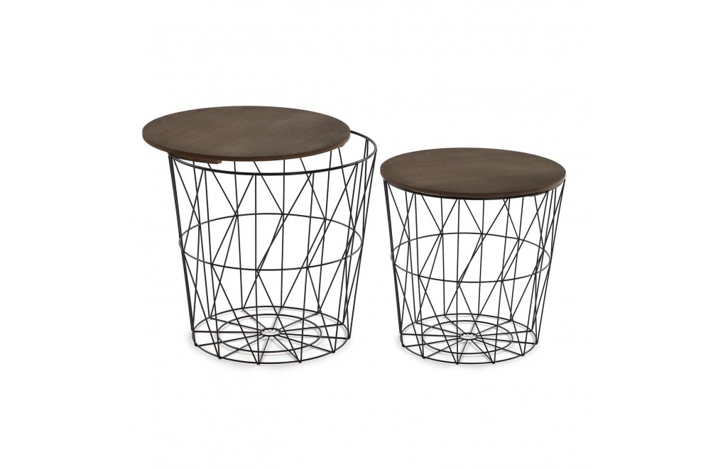 Set of two side tables, model "Double" (Brown)