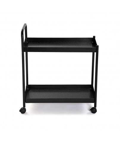 Cart with basket and two shelves in black, model “Round”