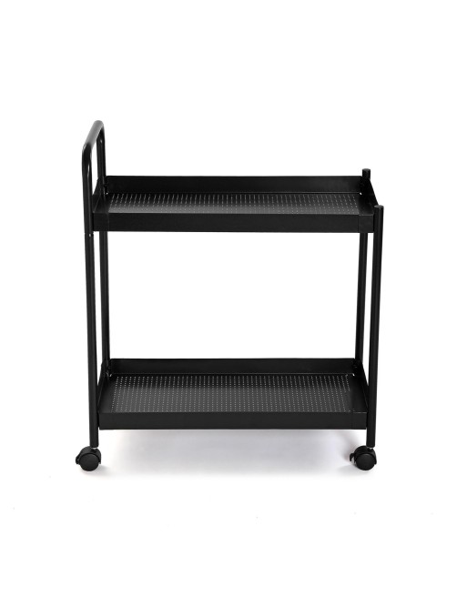 Cart with basket and two shelves in black, model “Round”