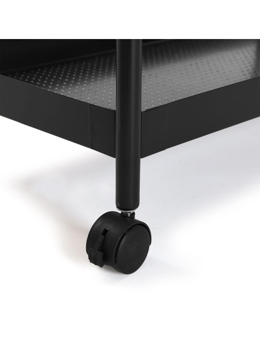 Cart with basket and two shelves in black, model “Round”