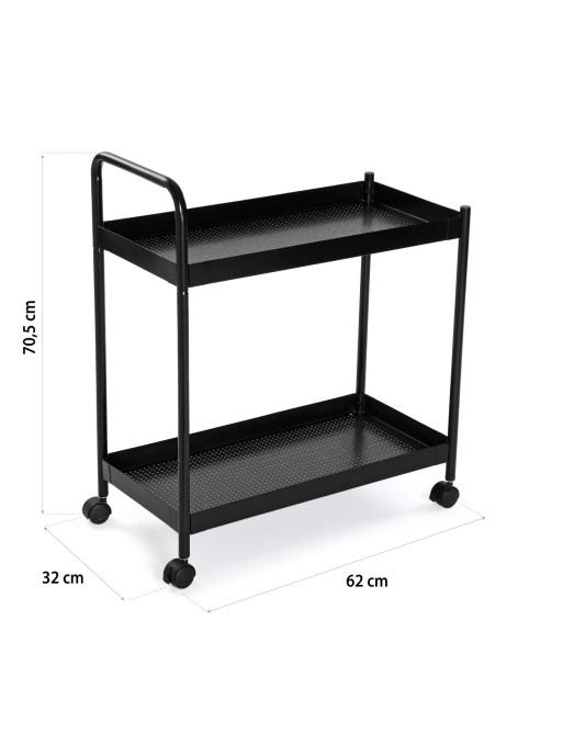 Cart with basket and two shelves in black, model “Round”