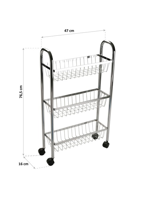 Cart with wheels and 3 shelves, model Metal