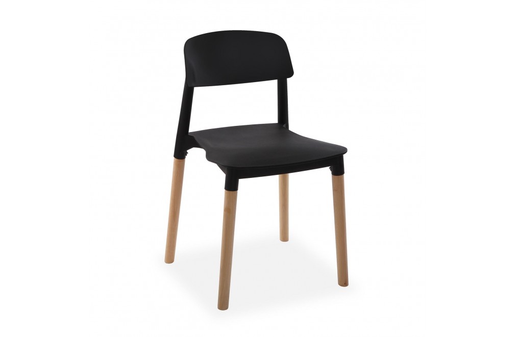 Four Kitchen chairs in black, Beech model