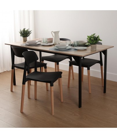 Four Kitchen chairs in black, Beech model