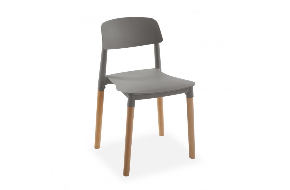 Quatre chaises de cuisine gris, modèle hêtre