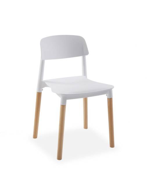 Four Kitchen chairs in white, Beech model Four Kitchen chairs in white, Beech model