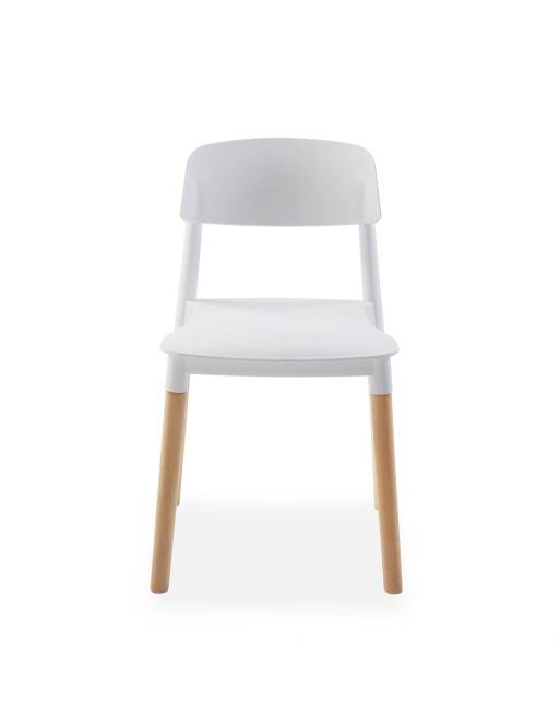 Four Kitchen chairs in white, Beech model Four Kitchen chairs in white, Beech model